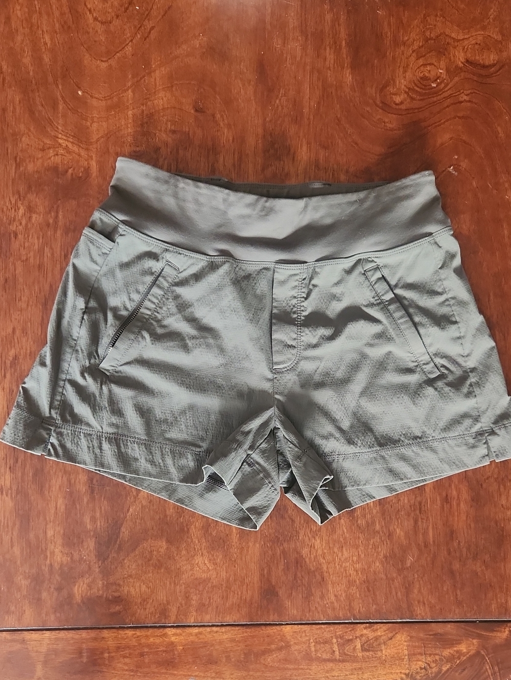Athleta Trekkie North Olive Green Shorts with Wide Waistband